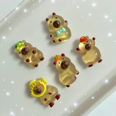 【s130】1セット 5個入り 100円 カピバラ デコパーツ ホイップデコ ハンドメイド 資材