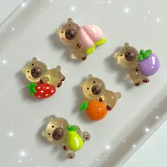 【s131】1セット 5個入り 100円 カピバラ デコパーツ ホイップデコ ハンドメイド アニマル 資材