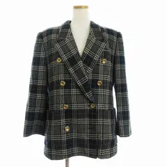 レリアン Leilian テーラードジャケット ダブル 8B ウール 金ボタン チェック 緑系 グリーン系 ■GY09