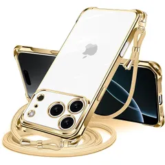 【新品】 NISIILNG iPhone 17 Pro Max 用 ケース クリア ショルダー iphone17pro max スマホケース アイフォン17ProMax カバー 肩掛け 斜めかけ 縄掛けケース 透明 TPU 薄型 軽量 耐衝撃 紐付き 斜め 0