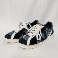 美品 ルイヴィトン モノグラムデニム スエード ブルー スニーカー 24.0cm