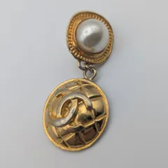 シャネル イヤリング ココマーク マトラッセ フェイクパール スイング 片耳