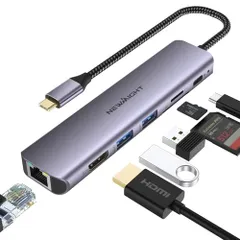USB C ハブ 7-in-1アダプタ lan hdmi type-c ドッキングステーション ギガビットイーサネット Type-C PD 100W 急速充電 4K@30HZ HDMI 2*USB3.0 高速データ転送 SD/TFカード Ma 12c651e4