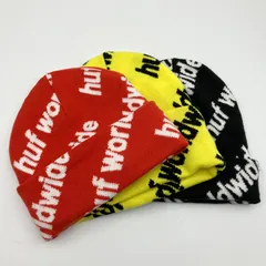 HUF ハフ ニットキャップ 3点 セット ニット帽 ビーニー 帽子 ロゴ ブラック イエロー レッド 黒 黄色 赤 メンズ レディース SQ-2-28
