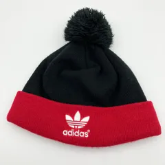 adidas アディダス ボンボン ニット帽 ニットキャップ 裏フリース 帽子 Y2K ロゴ トレフォイル 刺繍 OSFX ポンポン originals オリジナルス ブラック 黒 レッド 赤 メンズ レディース SQ-2-30