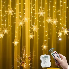 クリスマス 飾り イルミネーション 雪の結晶 クリスマスツリー 電飾 クリスマスled ライト【96球全長4M 電池式 点灯パターン8種類】 イルミネーション Christmas LED装飾 つららライト ガーランド グッズ 装飾 ストリング 吊り下げ リ 0
