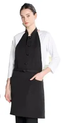 新品 [アルベ] コックコート風エプロン アルべ コックコート風 エプロン 簡単着用 スタイリッシュ 抗菌防臭 シングルボタン 飲食 カフェ パティスリー 制服 AS9006 C-10 ブラック F
