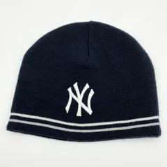90's OLD ニューヨーク ヤンキース NEW ERA ニューエラ ニットキャップ ビーニー ニット帽 NY ロゴ 刺繍 帽子 ネイビー メンズ レディース SQ-3-4