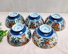 美品　有田焼　清秀窯　古伊万里　絵変わり　お茶碗5個セット