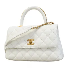 シャネル(Chanel) シャネル ハンドバッグ チェーンショルダー ココハンドル キャビアスキン ホワイト  2wayバッグレディース