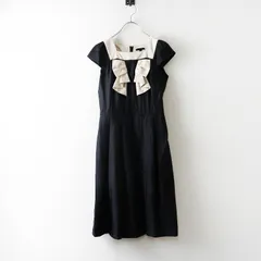 トゥービーシック TO BE CHIC バイカラー スクエアネック ビッグリボン ワンピース 38｜ブラック トップス ドレス 【2400014844122】