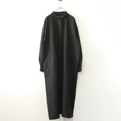 美品 フェリシモ スリーフィフティースタンダード THREE FIFTY STANDARD ストレッチ比翼ボタンワンピース LL 黒┃【2400014806649】