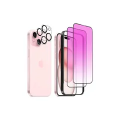 iPhone 15 強化ガラスフィルム 6.1インチ ブルーライトカット 全面保護フィルム 目の疲れを軽減 硬度9Ｈ 滑らかなタッチ操作 指紋付着防止 気泡防止 ガイド枠付き 貼り付けは簡単 【強化ガラスフィルム(2枚入り)＋レンズ保護フィルム (2枚入り 0