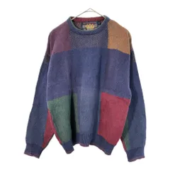 80年代 USA製 CHAPS Ralph Lauren チャップス ラルフローレン コットンニットセーター マルチカラー(メンズ L)中古 古着 X3830