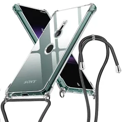 【新品】 WOYSOBA 適合 Xperia XZ3 用のケース TPU クリア 薄型 軽量シリコン グラデーション色 ネック ストラップ付き 肩掛け 斜めかけ 縄掛けケース 耐衝撃 米軍MIL規格取得 黄変防止 ワイヤレス充電対応 長さ調整可能 落下防止 一