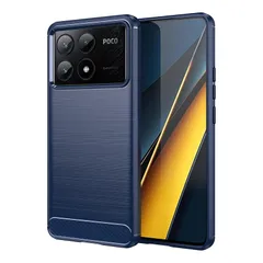 【新品】 Xiaomi POCO F6 Pro ケース【MARR】 スマホケース 炭素繊維カバー TPU シリコン ケース 保護バンパー 弾力性付き POCO F6 Pro 専用 耐衝撃 （ブルー） 0