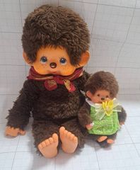 モンチッチレトロぬいぐるみ　 2体セット バスケット付き　40年以上前 モンチッチレトロぬいぐるみ 2体セット バスケット付き 40年以上前
