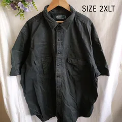 【2XLT】海外古着　POLO　by RalphLauren　　半袖シャツ　黒　ブラック　綿シャツ　シンプル　襟付き　大きいサイズ　ゆったり　トールサイズ