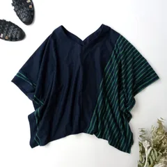 ◯ LEQUIPE レキップ ヨシエイナバ ボーダー ストライプ ポンチョ カーディガン 日本製 (48K＋4980)26N