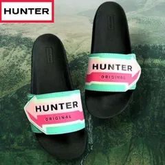 HUNTER ハンター W ADJUSTABLE SLIDE ARROW PRINT ロゴプリント ベルクロ スライドサンダル シャワーサンダル WFD4027EVA オーシャンスウェル ▲009▼10624k01のサムネイル