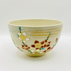 寿楽 作 紫霞金銀あやめ 茶碗 紫色の花模様茶碗 - メルカリ