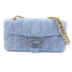 極美品★COACH コーチ タビー ショルダー バッグ 26・キルティング チャーム付 デニム チェーン インディゴ 保存袋付き レディース