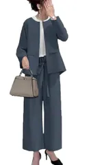 [DYIOPMFGZ] スーツ パンツスーツ ワイドパンツ レディース コート 2点セット ジャケット ロングパンツ アウター 上下セット オフィスウェア パンツドレス フォーマル 通勤OL 入園式 入学式 長袖 カジュアル 春夏秋冬e