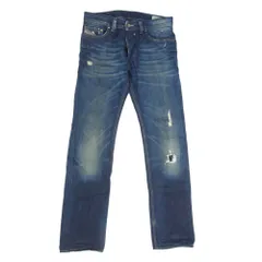 DIESEL ディーゼル SAFADO ダメージ加工 スリム ストレート デニム パンツ W29 インディゴブルー系【中古】