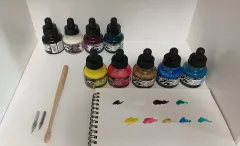 ドルロニー FW アクリルインク 9個+ペン先・ペン軸 まとめ