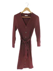 ジュリアブティック JULIA BOUTIQUE ワンピース ニット ロング 長袖 ボタン 無地 ボルドー系 QQQ