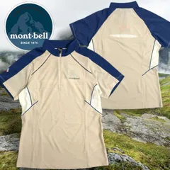 mont-bell モンベル 吸水速乾 メッシュ切替 ハーフジップ 半袖 カットソー シャツ 登山 トレッキング レディース ベージュ ▲019▼00527k13