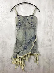 ACLENT アクレント 12513-367199 定価11000円 フリルダメージデニムミニ ワンピース sizeS/ブルー  ■■レディース