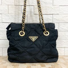 PRADA ショルダーバッグ キルティング チェーン ナイロン ブラック