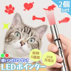 2個セット猫 おもちゃ 猫じゃらし ポインター LEDポインター USB充電 充電式 ライト ねこ ネコ ペット 猫用品 グッズ 遊び道具 ねこじゃらし 光るおもちゃ 運動不足 ストレス解消 肉球 かわいい ペンライト コンパクト 小型のサムネイル