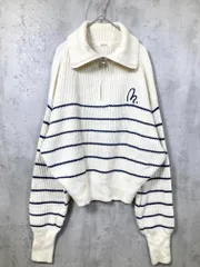 mily bilet ミウィビレット 胸刺繍ハーフジップ ニット セーター sizeM/アイボリー ◇■レディース