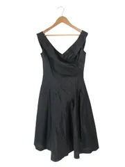 ストロベリーフィールズ STRAWBERRY-FIELDS シルク ノースリーブ ワンピース 無地 ひざ丈 サイズ2 黒 QQQ