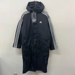f756-38423 adidas アディダス メンズ ベンチコート ロング丈 中綿 3ストライプ Mサイズ