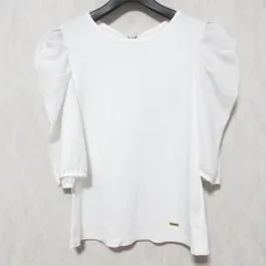 美品 ブルーレーベルクレストブリッジ バックリボン ボリュームスリーブカットソー 55P04-138-03 サイズ38 ホワイト レディース 古着 中古 USED