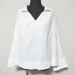 美品 TOMORROWLAND トゥモローランドコレクション ストレッチブロード オープンカラーブラウス サイズ36 ホワイト レディース 古着 中古 USED