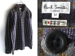 希少 90sビンテージ Paul Smith LONDON ポールスミス イタリア製生地 ウールコットン プルオーバーシャツ チェックネルシャツ M 日本製