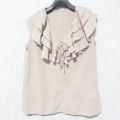 美品 24SS anuans アニュアンス ノースリーブ レイヤードフリルブラウス サイズF ピンクベージュ レディース 古着 中古 USED
