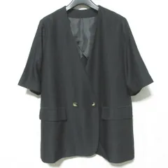 美品 24SS STYLE DELI スタイルデリ 微シボ綿混ハーフスリーブジャケット 235382 サイズF ブラック レディース 古着 中古 USED