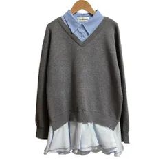 美品 25AW LILY BROWN リリーブラウン シャツドッキングフリルミニワンピース LWNO254102 サイズF グレー レディース 古着 中古 USED