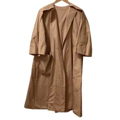 良品 Drawer ドゥロワー コットンムソウ ノーカラーコート 6525-299-0772 サイズ36 ピンクベージュ レディース 古着 中古 USED