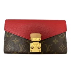 良品 LOUIS VUITTON ルイヴィトン ポルトフォイユ パラス モノグラム ロングウォレット 長財布 M58414 ブラウン×レッド レディース 古着 中古 USED