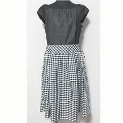 美品 TOCCA トッカ フレンチスリーブ ギンガムチェックワンピース OPTOKM0440 サイズ4 グレー ブラック ホワイト レディース 古着 中古 USED