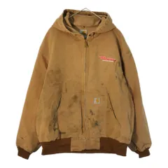 USA製 Carhartt カーハート アクティブジャケット 企業ロゴ ブラウン(メンズ XL)中古 古着 X3855