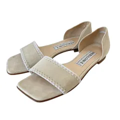 美品 NEBULONIE ネブローニ トゥモローランド 別注 スエードフラットサンダル 37.5 24.5cm相当 ベージュ レディース 古着 中古 USED