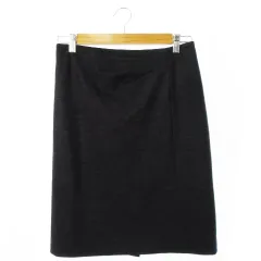 アンタイトル UNTITLED スカート タイト ひざ丈 ウール ストレッチ バックスリット タック 2 チャコール グレー /CK18