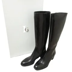 未使用 LUCA GROSSI ルカグロッシ レザーロングブーツ 37.5 約24.0cm ブラック レディース 古着 中古 USED